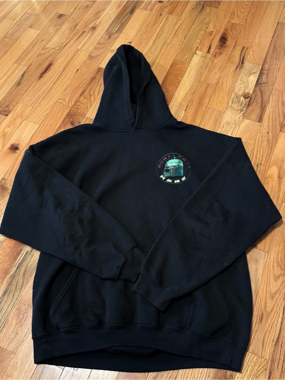 Star Wars Black Pullover Hoodie with Boba Fett Chest Graphic